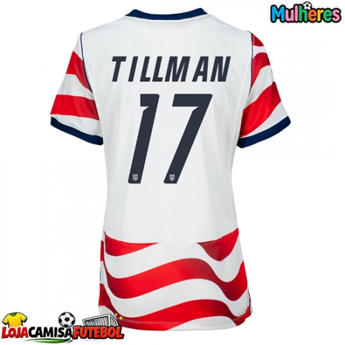 Camisa de Futebol Estados Unidos Malik Tillman #17 Equipamento Principal Mulheres Mundo 2026 Manga Curta